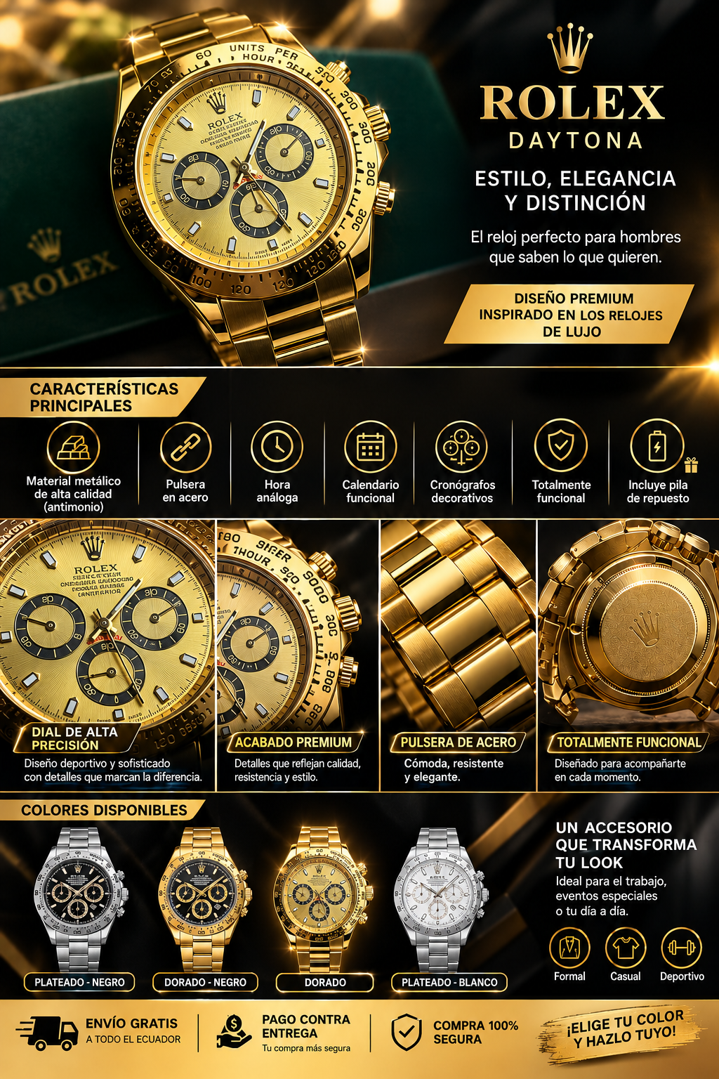⌚ ROLEX DAYTONA SEMIAUTOMATICO – ELEGANCIA Y PRESENCIA