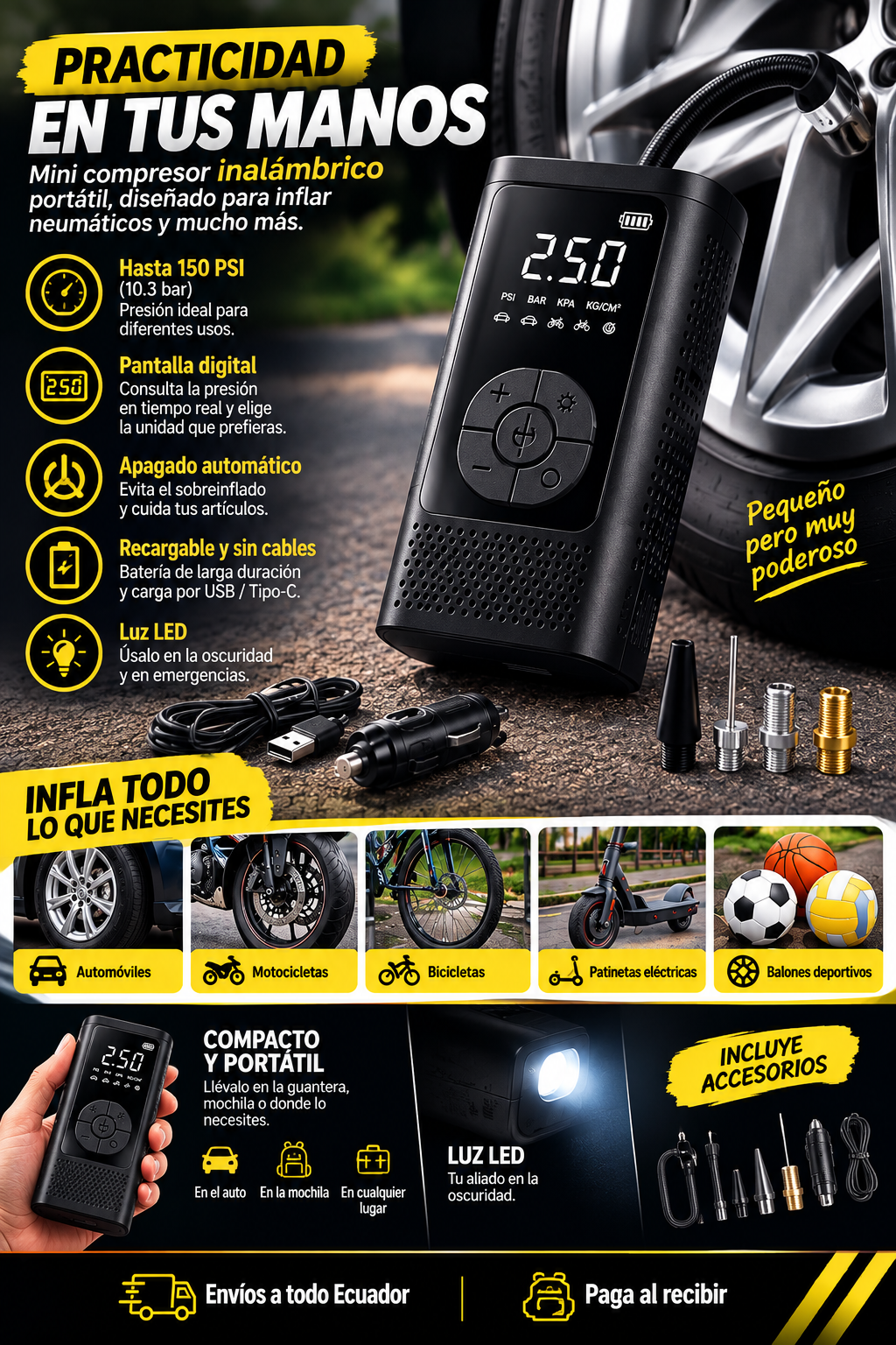 🚗 Mini Compresor Inalámbrico Portátil